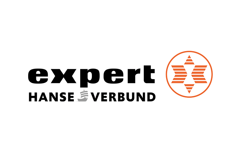 Logo von expert HANSE VERBUND mit orangefarbener Sternmarke